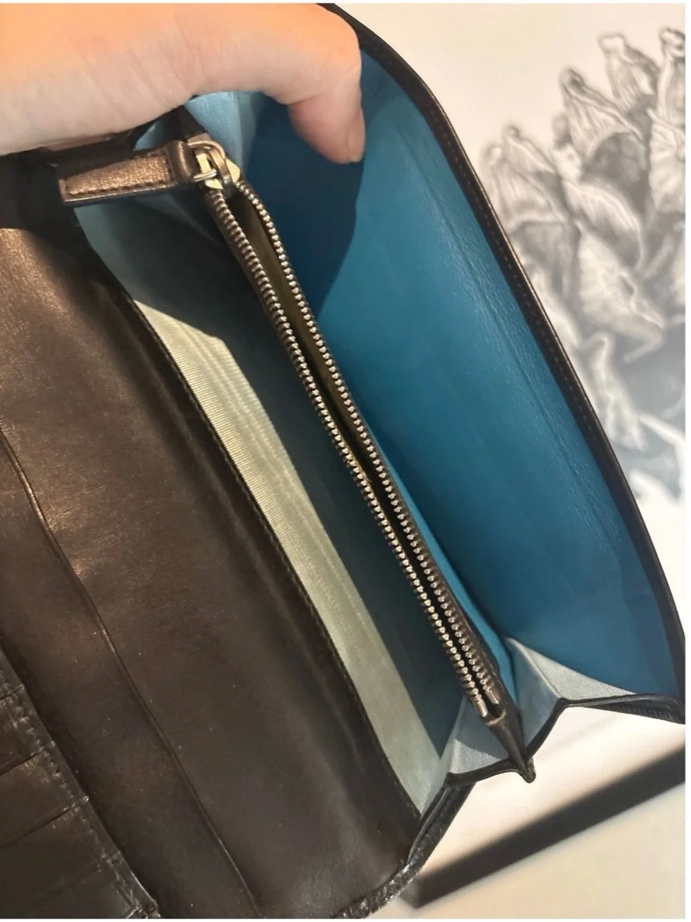 BVLGARI Leather Fold-Over Wallet Clutch in Black